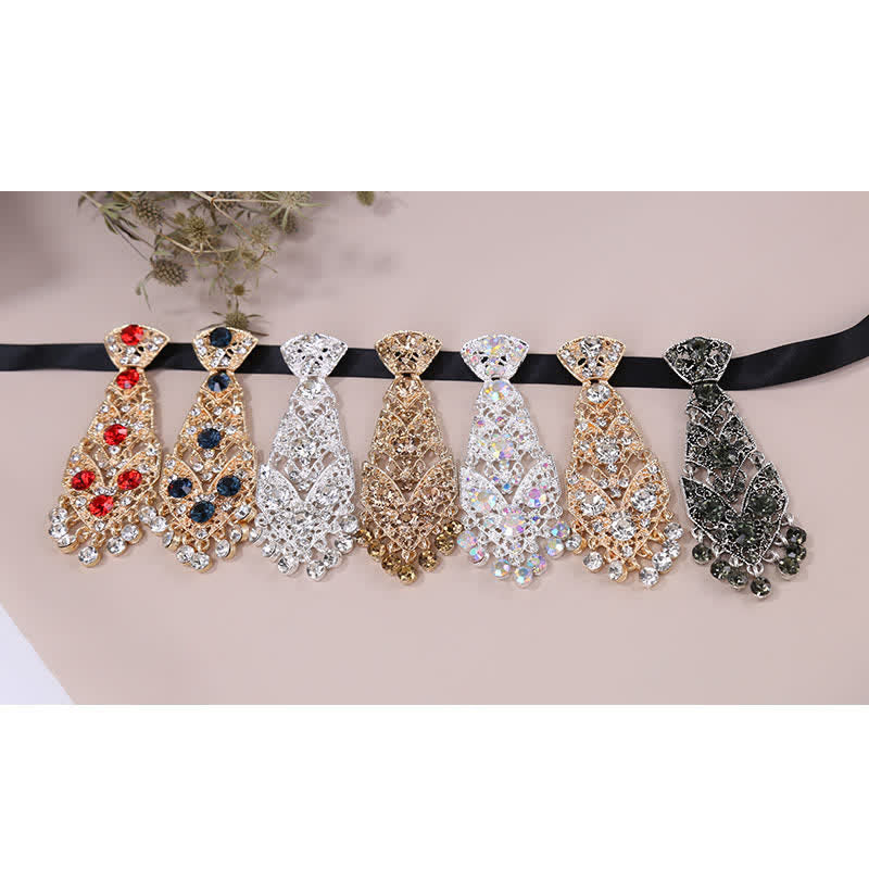 Men's Rhinestone Crystal Short Tie Glitter Wedding Necktie