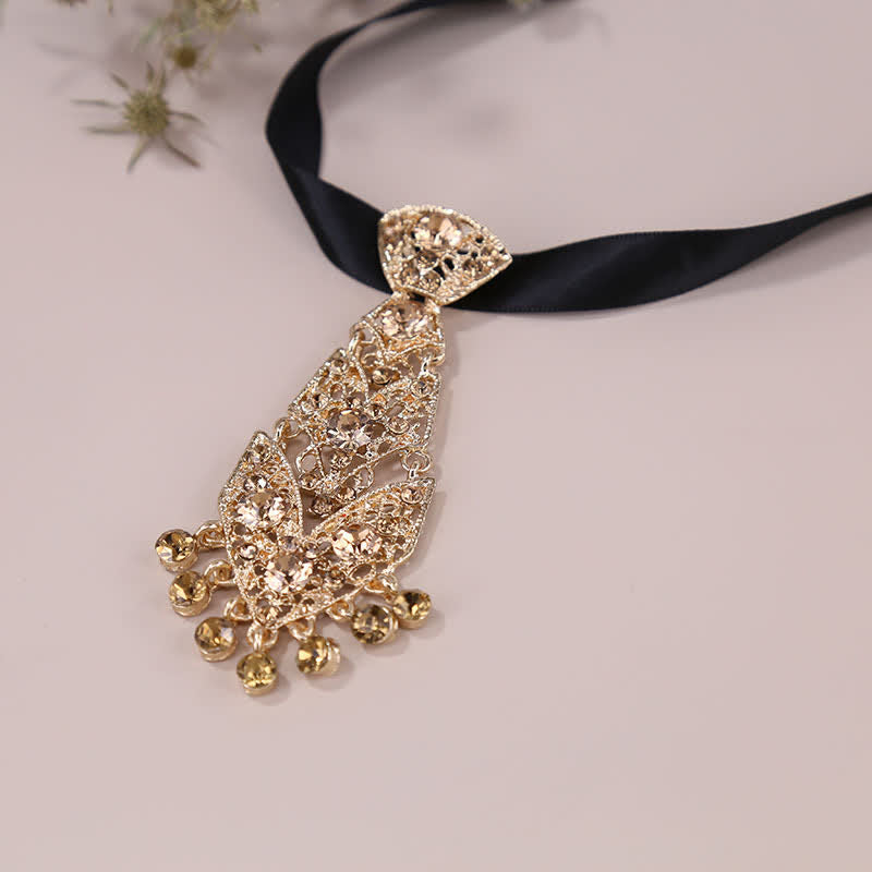 Men's Rhinestone Crystal Short Tie Glitter Wedding Necktie