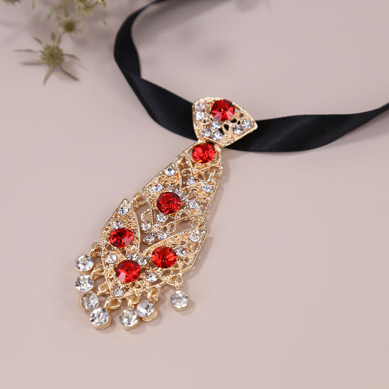 Men's Rhinestone Crystal Short Tie Glitter Wedding Necktie