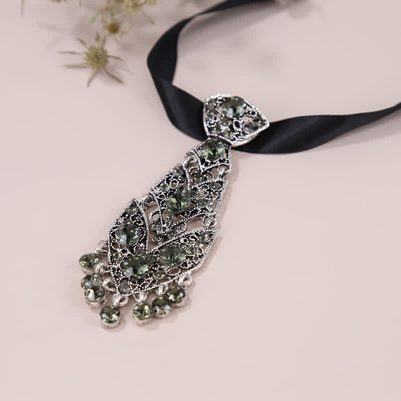 Men's Rhinestone Crystal Short Tie Glitter Wedding Necktie