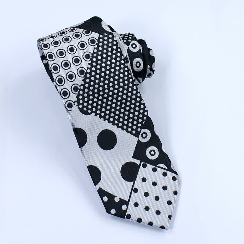 Men's Polka Dot Black And White Necktie