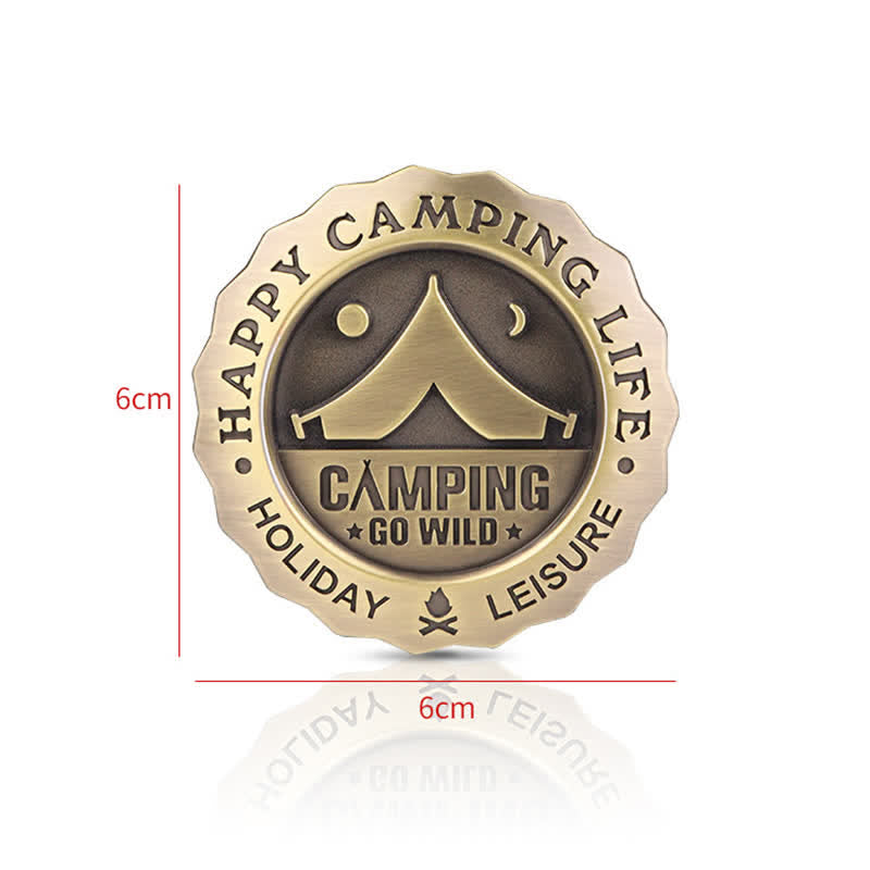 Happy Camping Life Go Wild Metal Sticker Car Badge