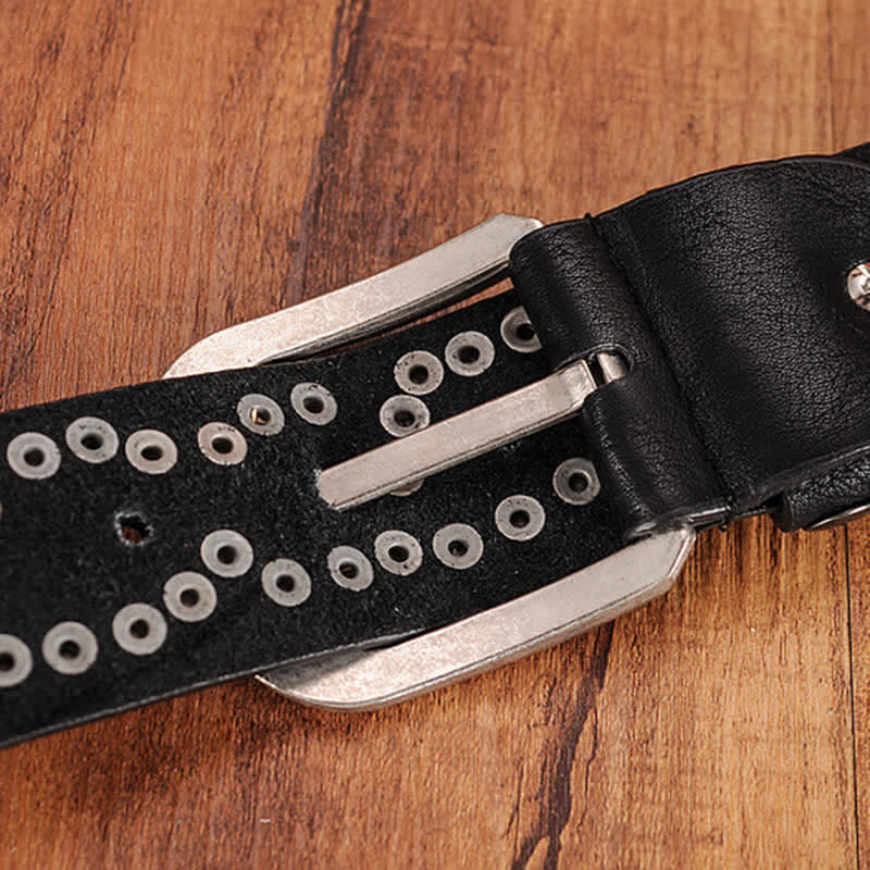 Women's Stylish Metal Plate Studded Leather Belt