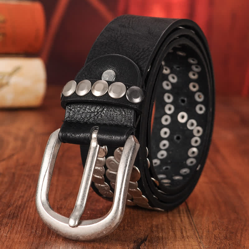 Women's Stylish Metal Plate Studded Leather Belt