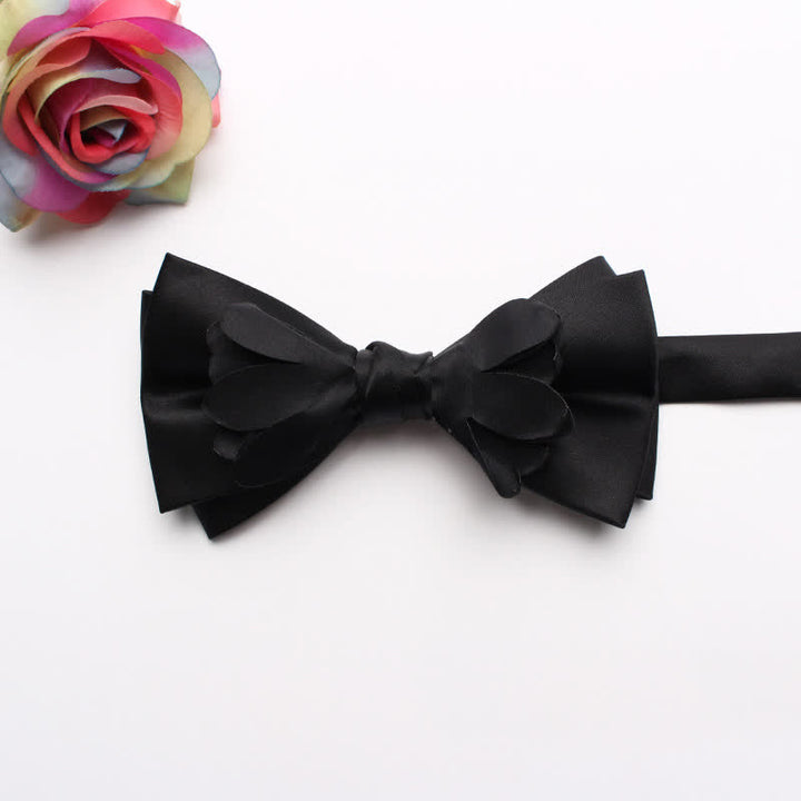 Men's Yarn-dyed Double Layer Flower Ribbon Bow Tie