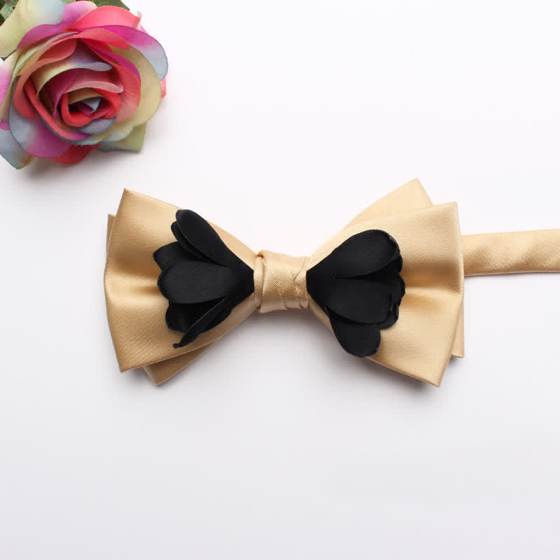 Men's Yarn-dyed Double Layer Flower Ribbon Bow Tie