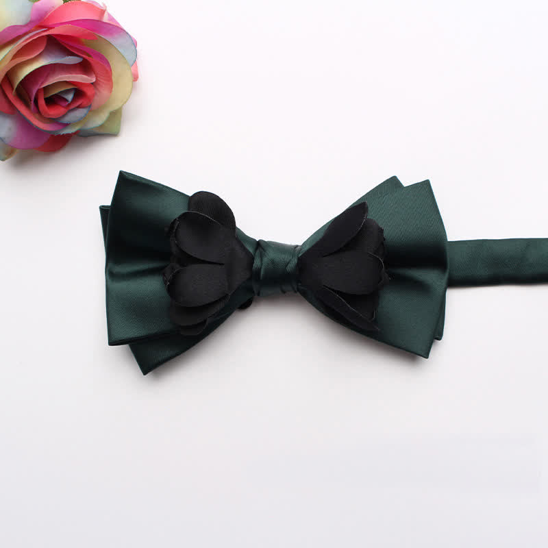 Men's Yarn-dyed Double Layer Flower Ribbon Bow Tie