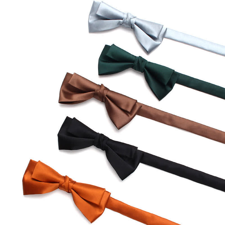 Men's Stylish Solid Color Unique Double Layered Bow Tie