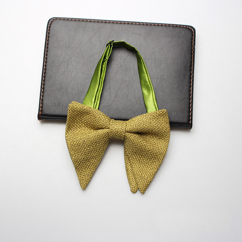 Men's Weave Linen Cotton Oversized Pointed Bow Tie