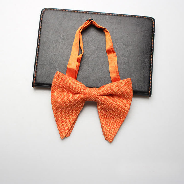 Men's Weave Linen Cotton Oversized Pointed Bow Tie