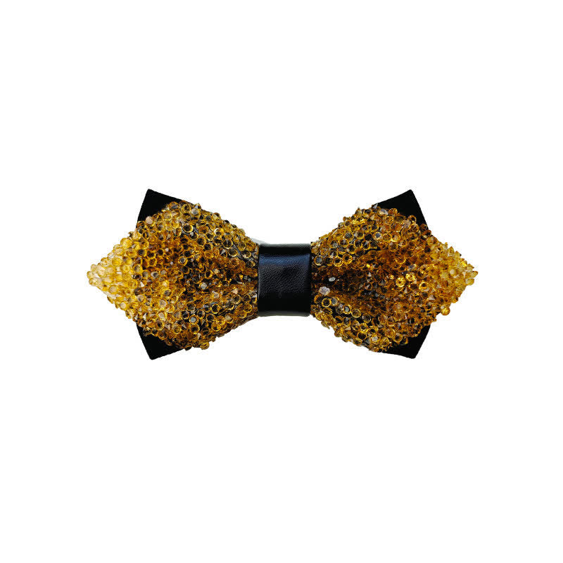 Men's Glitter Rhinestone Double Layer Pointy Bow Tie