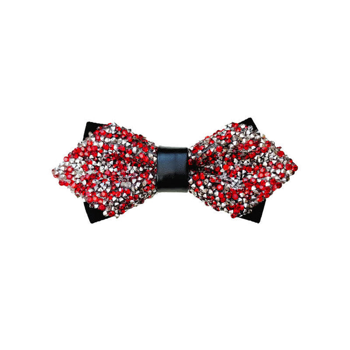 Men's Glitter Rhinestone Double Layer Pointy Bow Tie