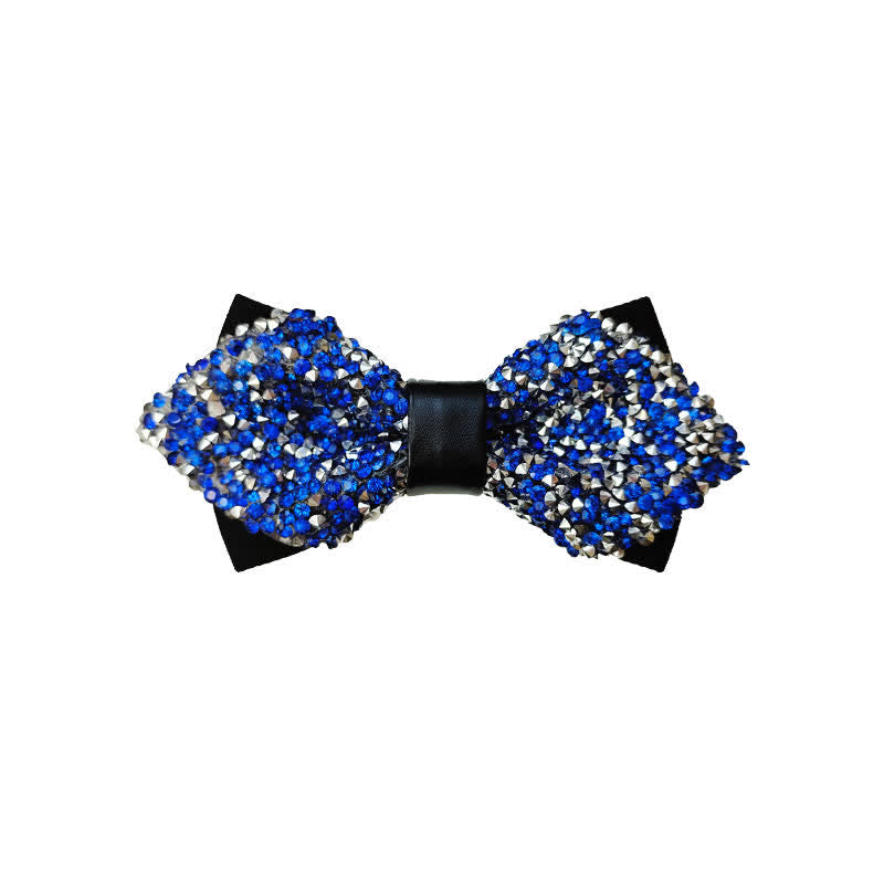 Men's Glitter Rhinestone Double Layer Pointy Bow Tie