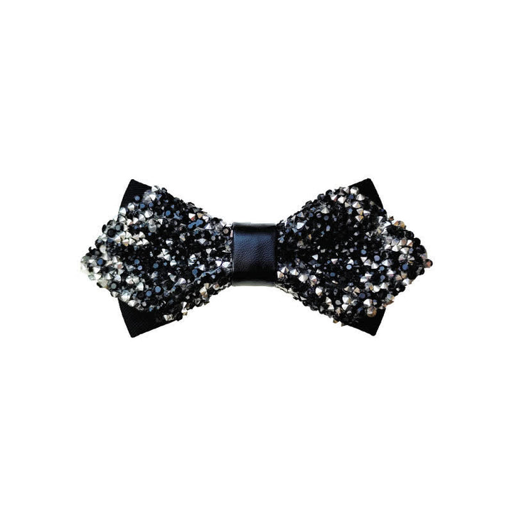 Men's Glitter Rhinestone Double Layer Pointy Bow Tie