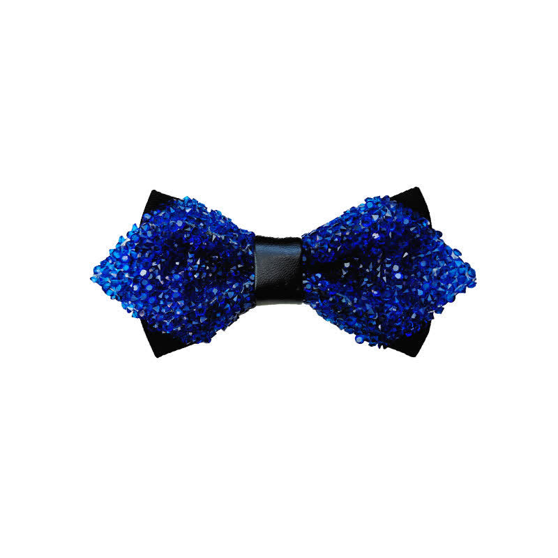 Men's Glitter Rhinestone Double Layer Pointy Bow Tie