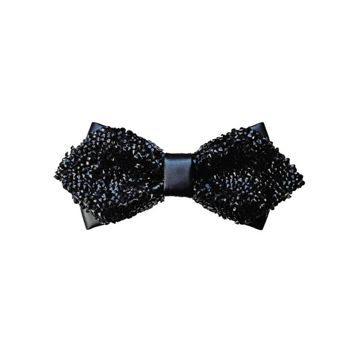 Men's Glitter Rhinestone Double Layer Pointy Bow Tie