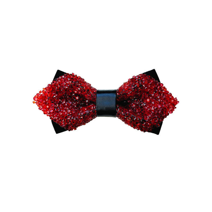 Men's Glitter Rhinestone Double Layer Pointy Bow Tie