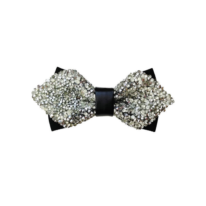 Men's Glitter Rhinestone Double Layer Pointy Bow Tie