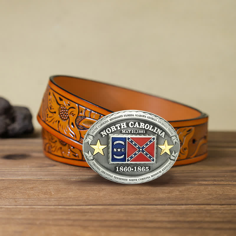 Men's DIY Southern Cross Of Honor Buckle Leather Belt