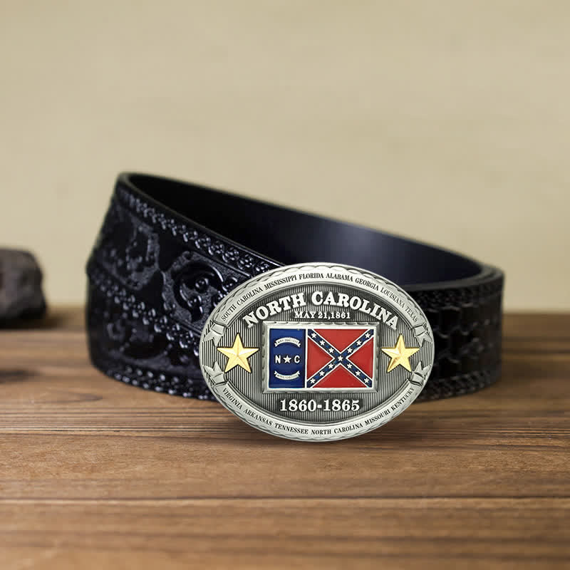 Men's DIY Southern Cross Of Honor Buckle Leather Belt