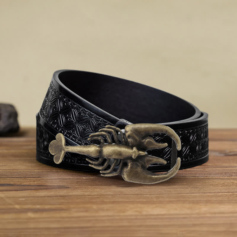 Men's DIY Animal Mini Scorpion Buckle Leather Belt