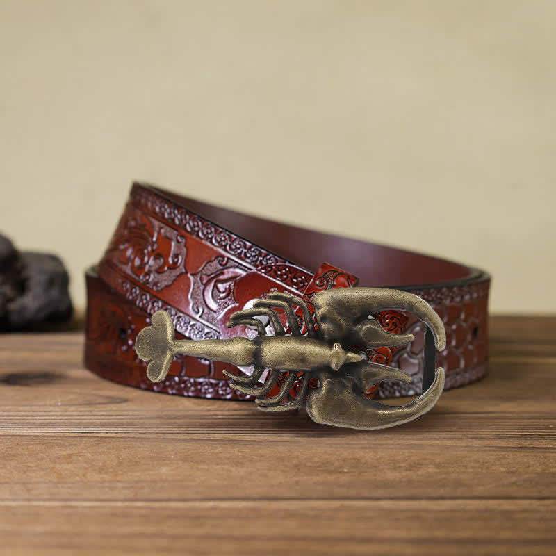 Men's DIY Animal Mini Scorpion Buckle Leather Belt