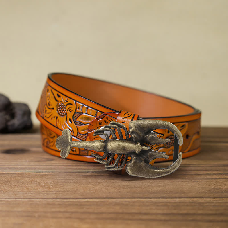 Men's DIY Animal Mini Scorpion Buckle Leather Belt