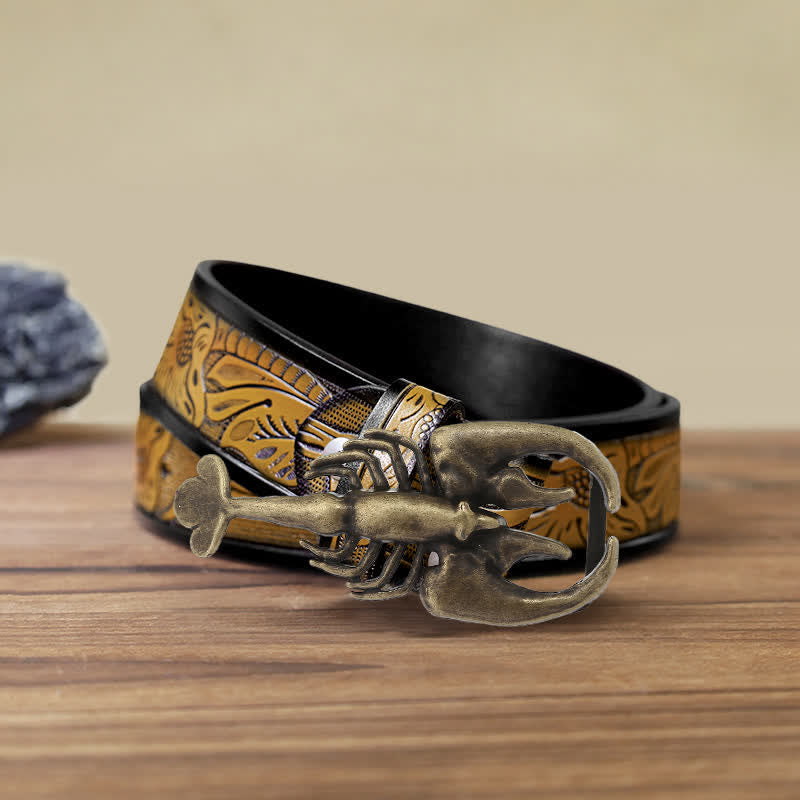 Men's DIY Animal Mini Scorpion Buckle Leather Belt