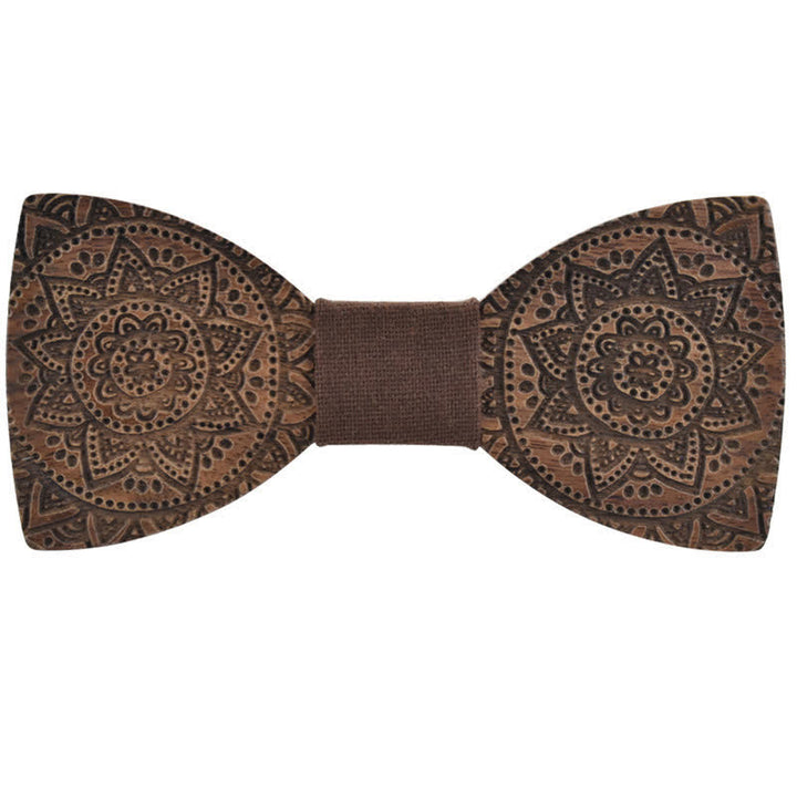 Men's Engraving Luxury Flower Wooden Bow Tie