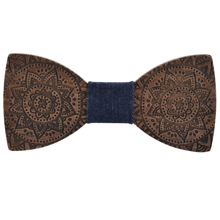 Men's Engraving Luxury Flower Wooden Bow Tie