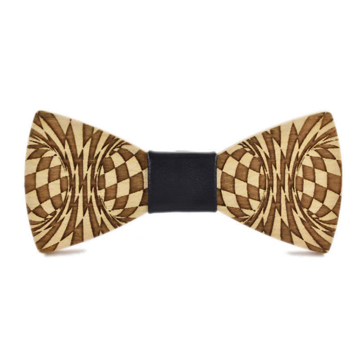 Men's Creative Dizzy Engraving Pattern Wooden Bow Tie