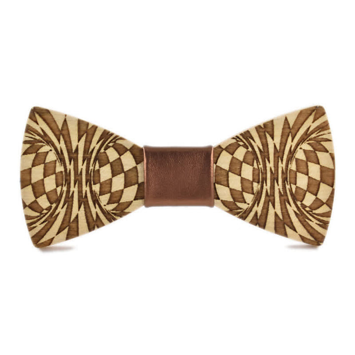 Men's Creative Dizzy Engraving Pattern Wooden Bow Tie