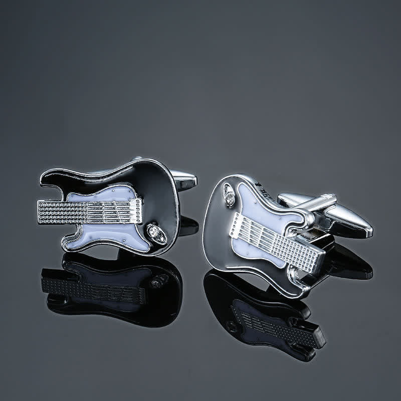 Men's Stylish Music Instrument Note Cufflinks - Black Guitar - image 20