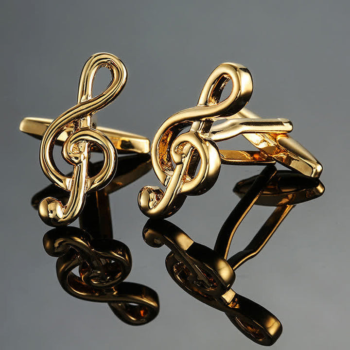 Men's Stylish Music Instrument Note Cufflinks - Gold Treble Clef - image 5