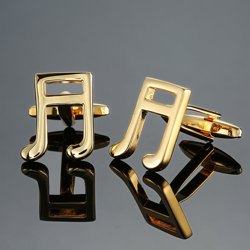Men's Stylish Music Instrument Note Cufflinks - Gold Semiquaver - image 9