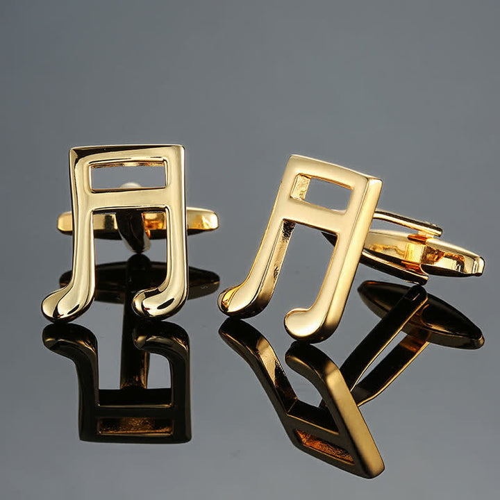 Men's Stylish Music Instrument Note Cufflinks - Gold Semiquaver - image 9