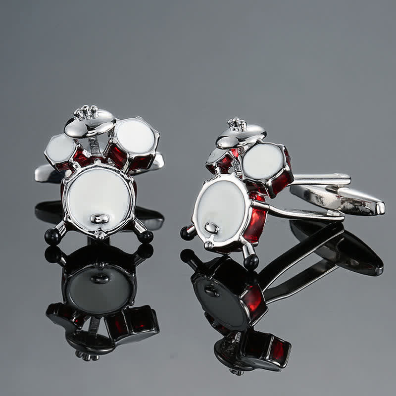 Men's Stylish Music Instrument Note Cufflinks - Red Drum - image 11