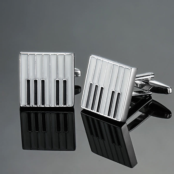 Men's Stylish Music Instrument Note Cufflinks - Silver Piano Keyboard - image 12