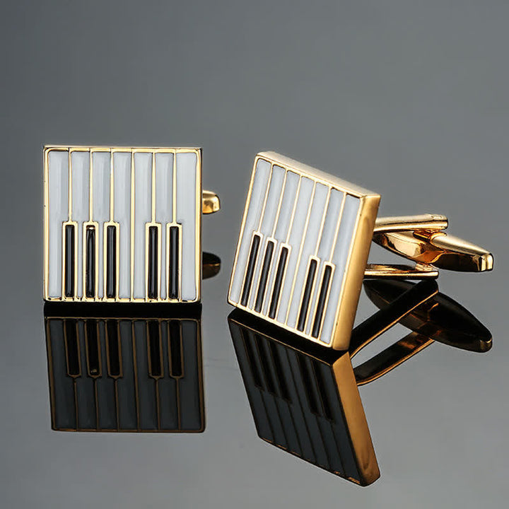 Men's Stylish Music Instrument Note Cufflinks - Gold Piano Keyboard - image 13