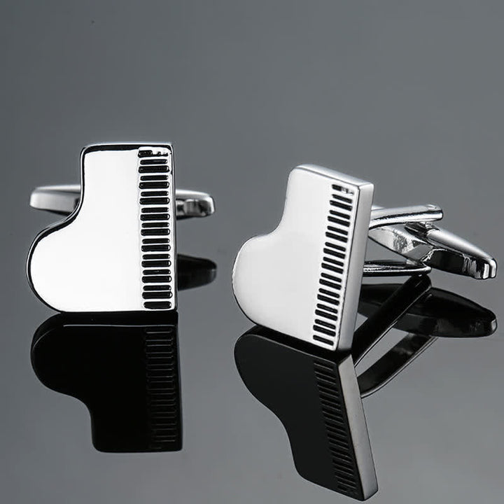 Men's Stylish Music Instrument Note Cufflinks - Silver Piano - image 19