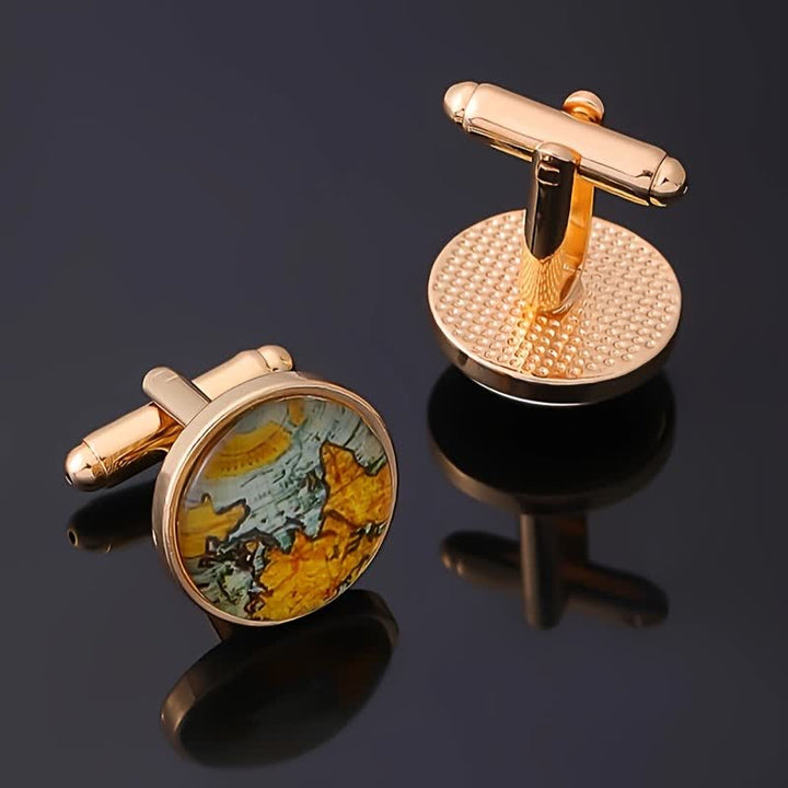 Men's World Map Pattern Shirt Cufflinks - image 1