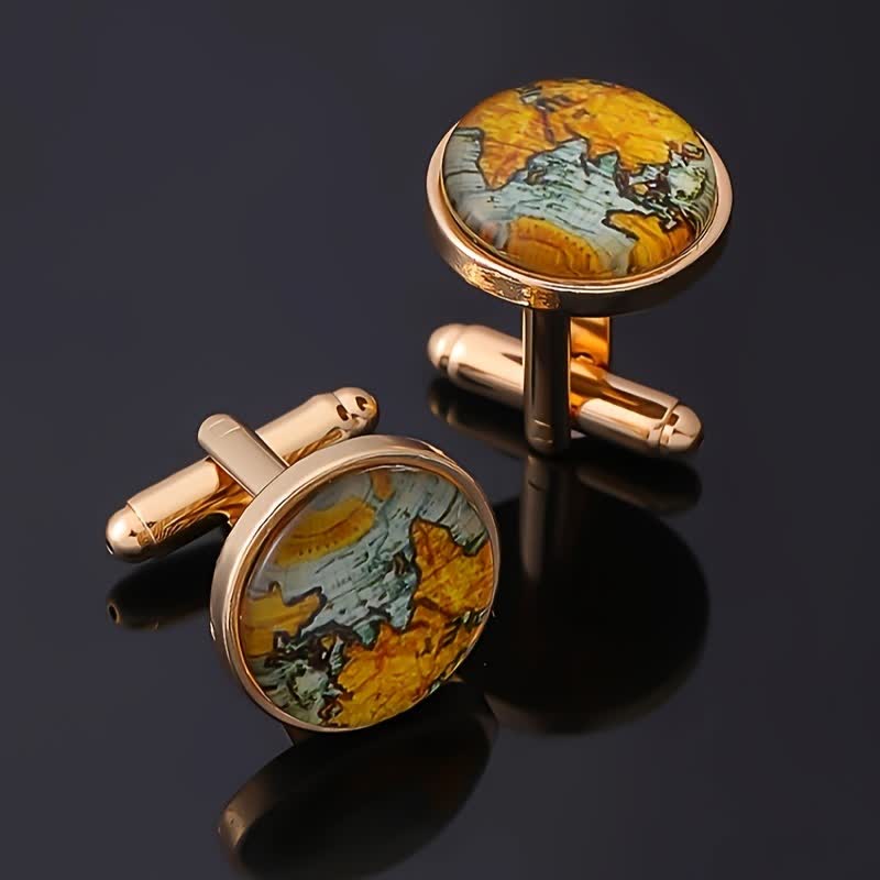 Men's World Map Pattern Shirt Cufflinks - image 2