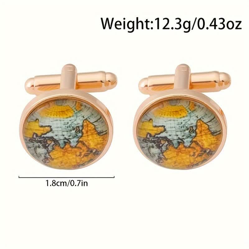 Men's World Map Pattern Shirt Cufflinks - image 4