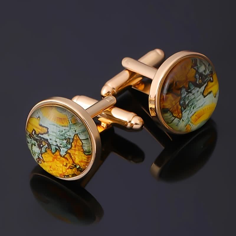 Men's World Map Pattern Shirt Cufflinks - image 3