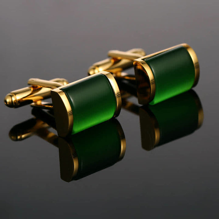 Men's Romantic Emerald Opal Gold Shirt Cufflinks - Green & Gold - image 0