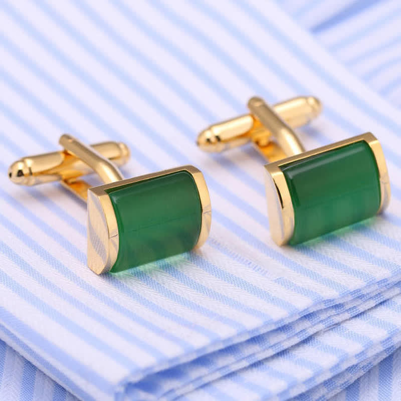 Men's Romantic Emerald Opal Gold Shirt Cufflinks - image 3