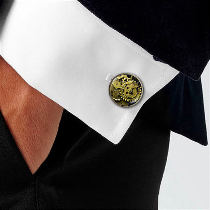 Men's Steampunk Glass Dome Shirt Cufflinks