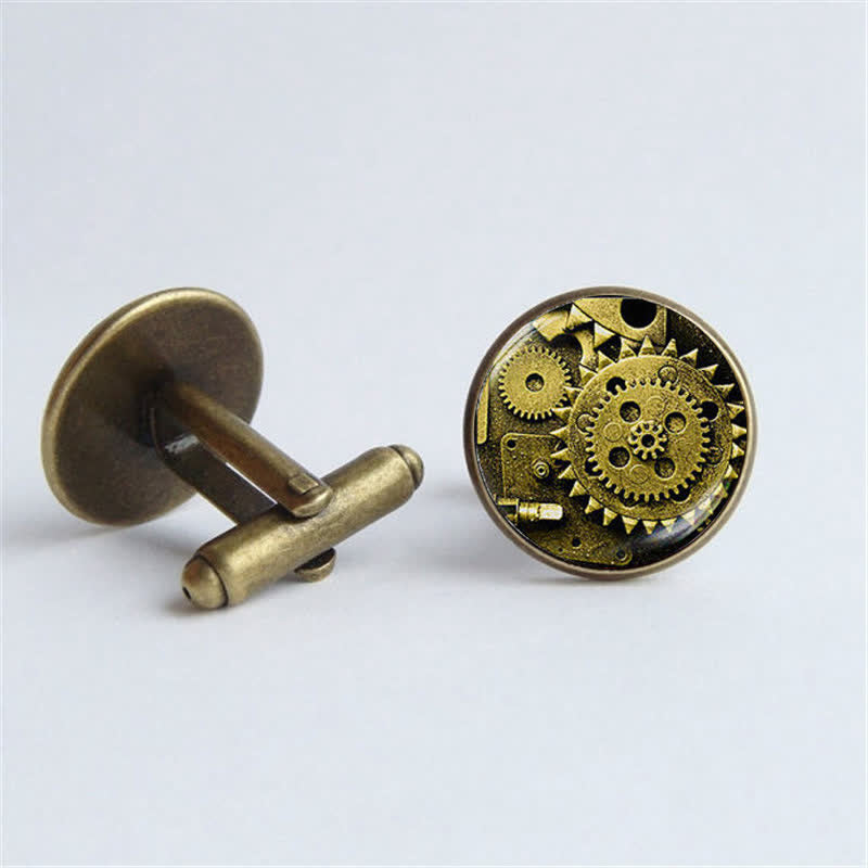 Men's Steampunk Glass Dome Shirt Cufflinks