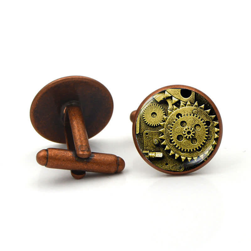 Men's Steampunk Glass Dome Shirt Cufflinks