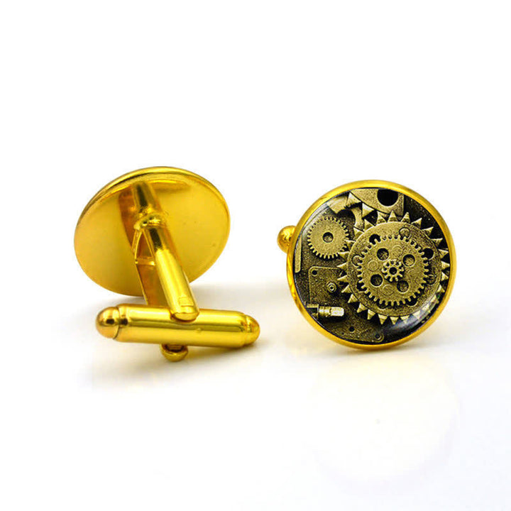 Men's Steampunk Glass Dome Shirt Cufflinks